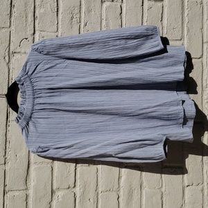 Listicle ruffle neck textured top